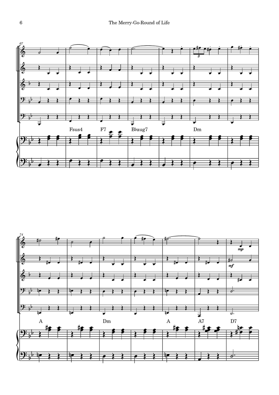 Merry-go-round Of Life Brass Quintet scores gallery preview page 6