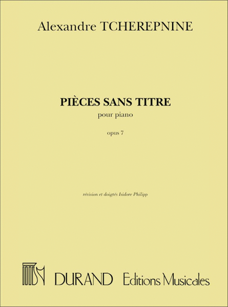 Pieces Sans Titre, Opus 7 - Pour Piano (I.