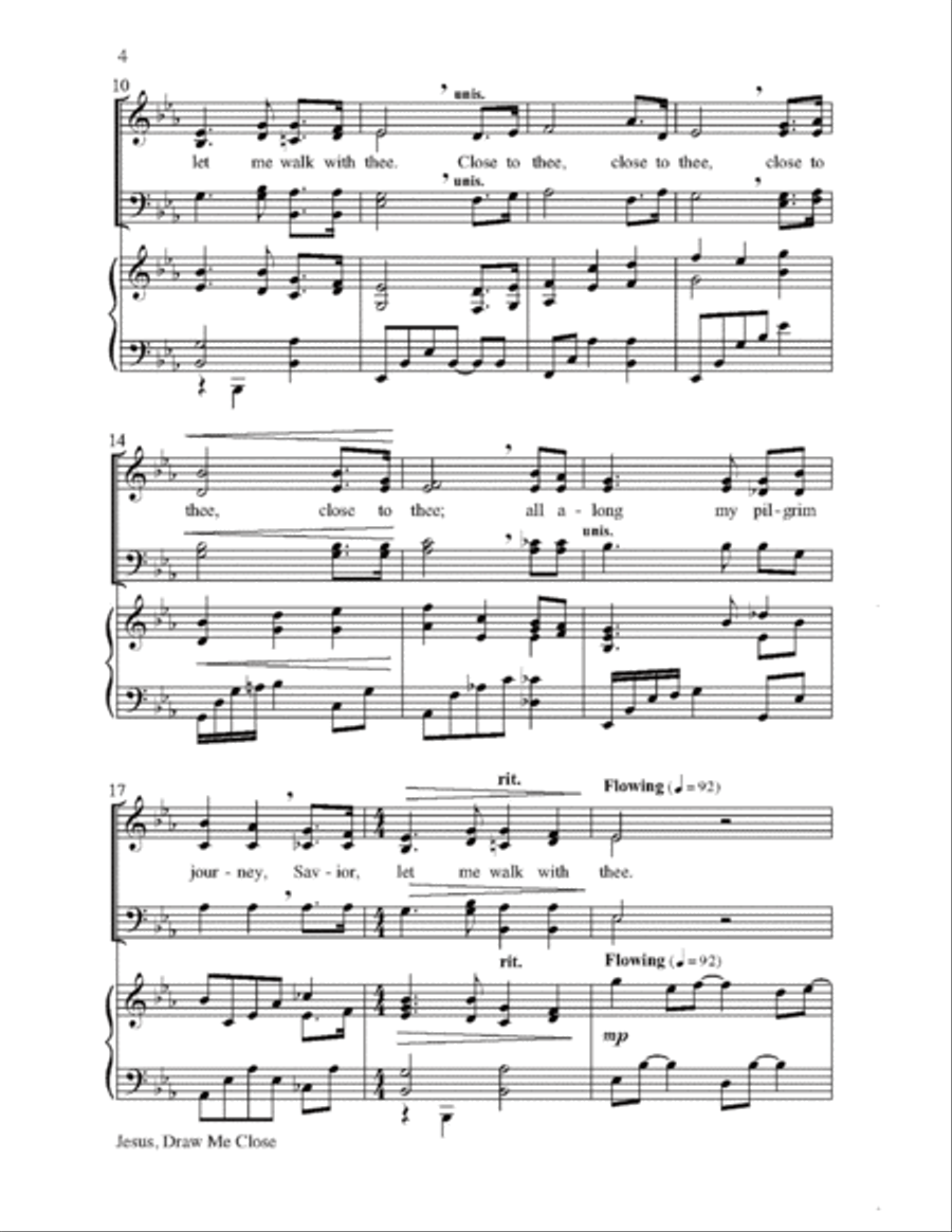 Jesus, Draw Me Close with Close to Thee 4-Part scores gallery preview page 3