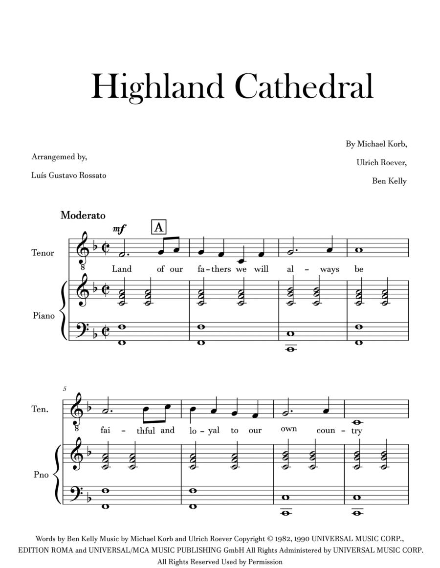 Highland Cathedral Highland Cathedral High Voice scores gallery preview page 1