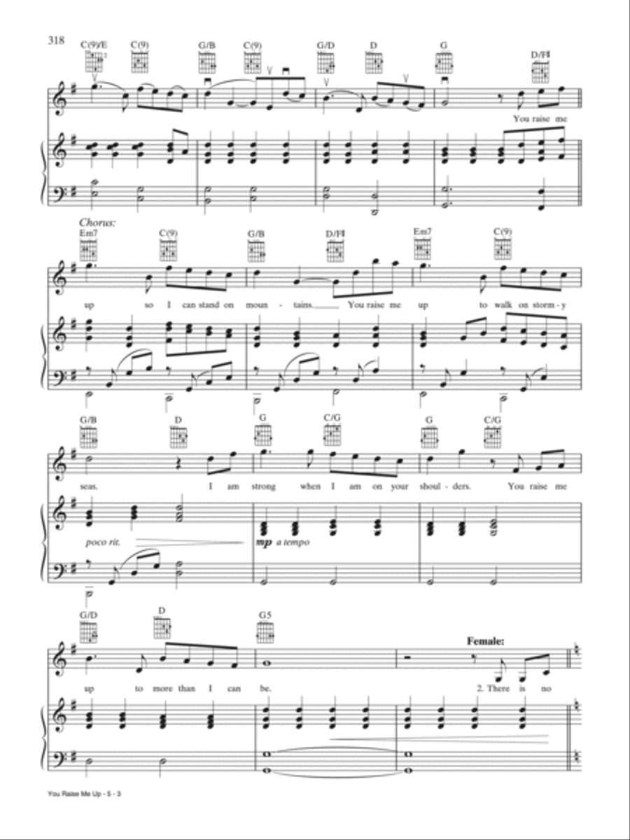 You Raise Me Up Piano, Vocal, Guitar scores gallery preview page 3