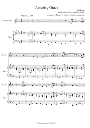 Amazing Grace - Trumpet with piano accompaniment