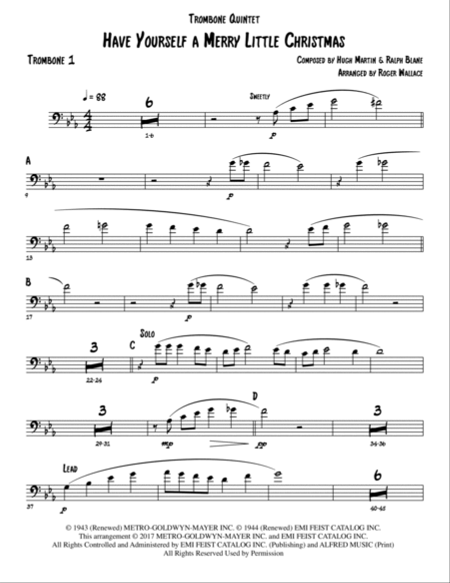 Have Yourself A Merry Little Christmas from MEET ME IN ST. LOUIS Trombone scores gallery preview page 4