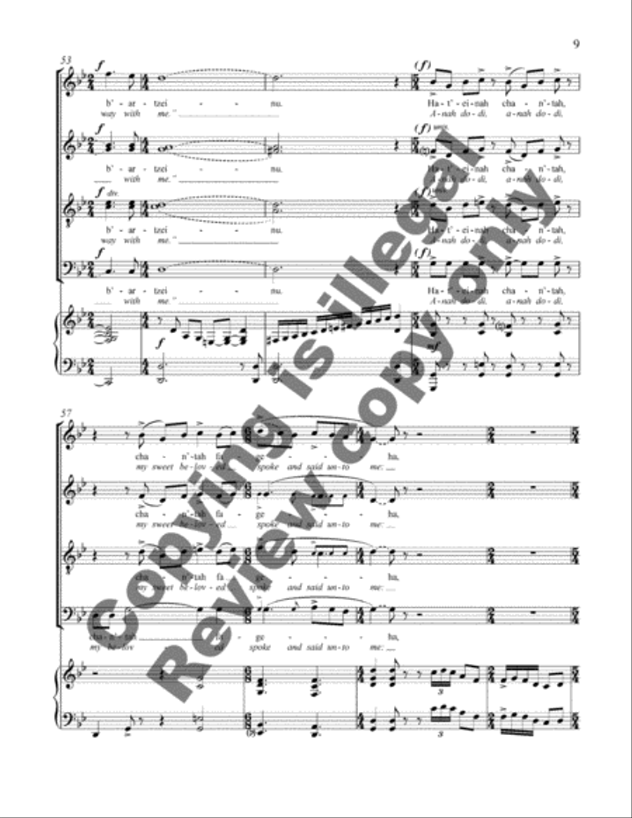 Songs of My Beloved: 3. Anah Dodi, V'amar Li (My Beloved Spoke to Me) 4-Part scores gallery preview page 8