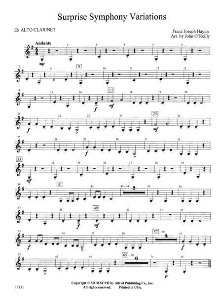 Surprise Symphony Variations: E-flat Alto Clarinet