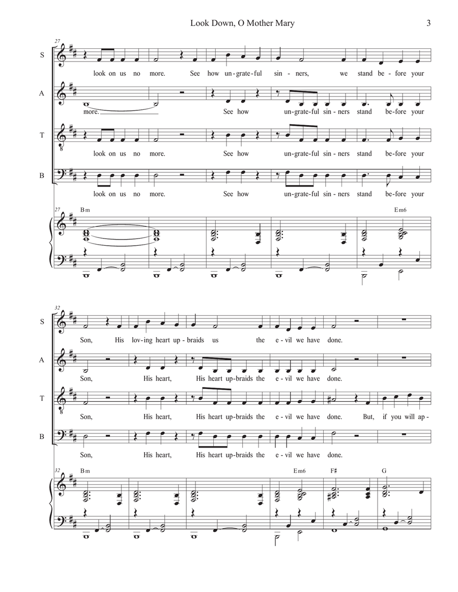 Look Down, O Mother Mary (Vocal Quartet - (SATB) 4-Part scores gallery preview page 3