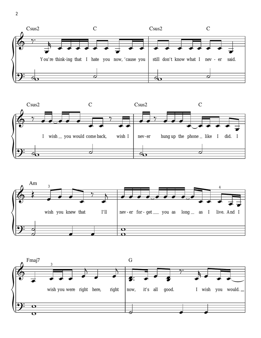 I Wish You Would Easy Piano scores gallery preview page 2