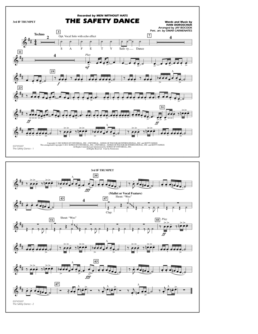 The Safety Dance - 3rd Bb Trumpet Marching Band scores gallery preview page 1