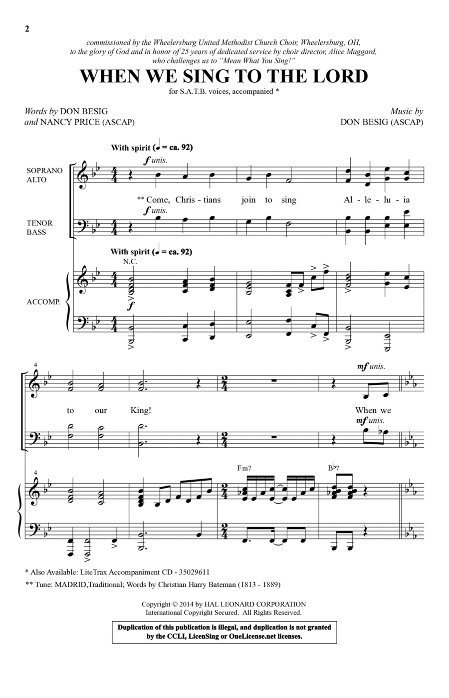 When We Sing To The Lord When We Sing To The Lord 4-Part scores gallery preview page 1