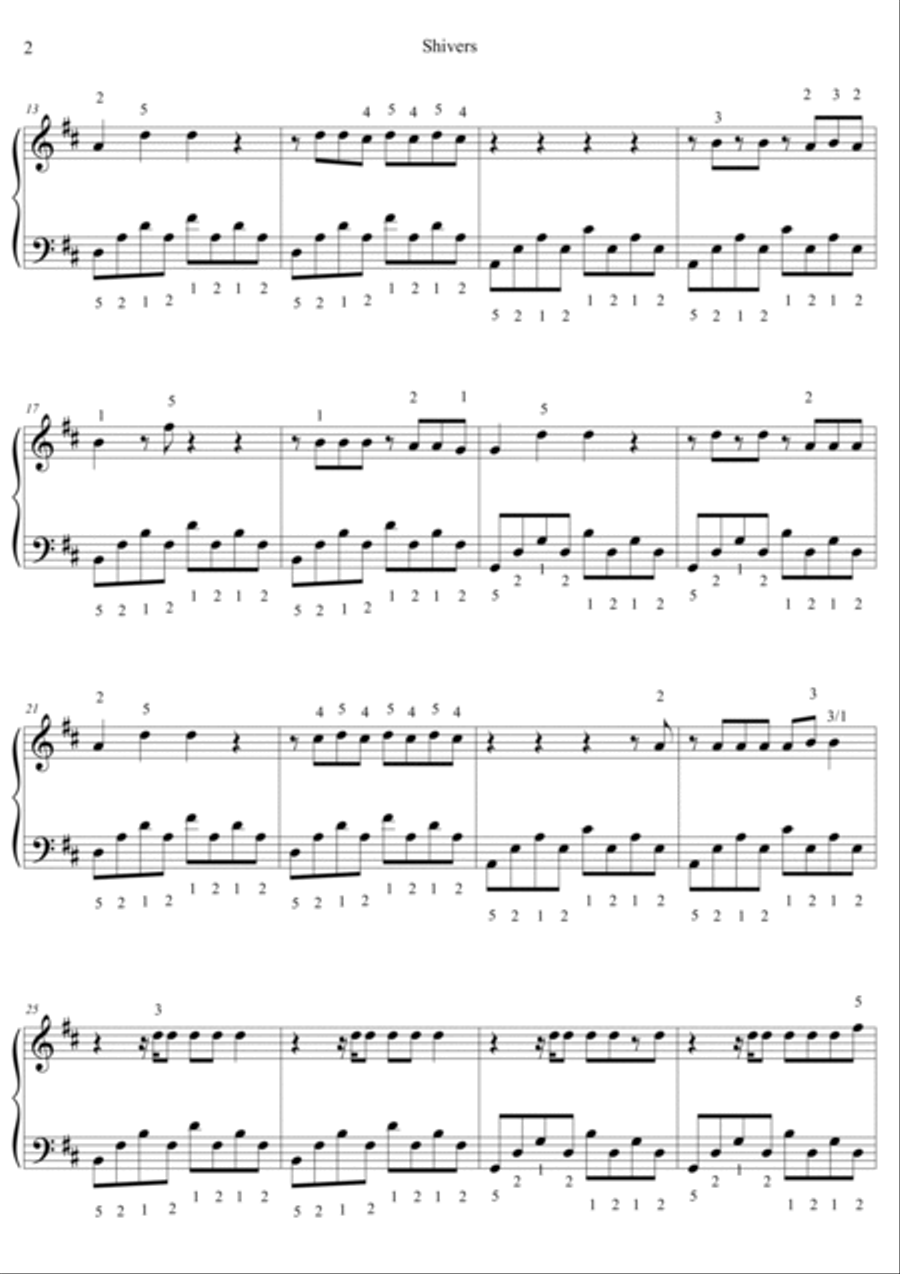 Shivers Piano Solo scores gallery preview page 2