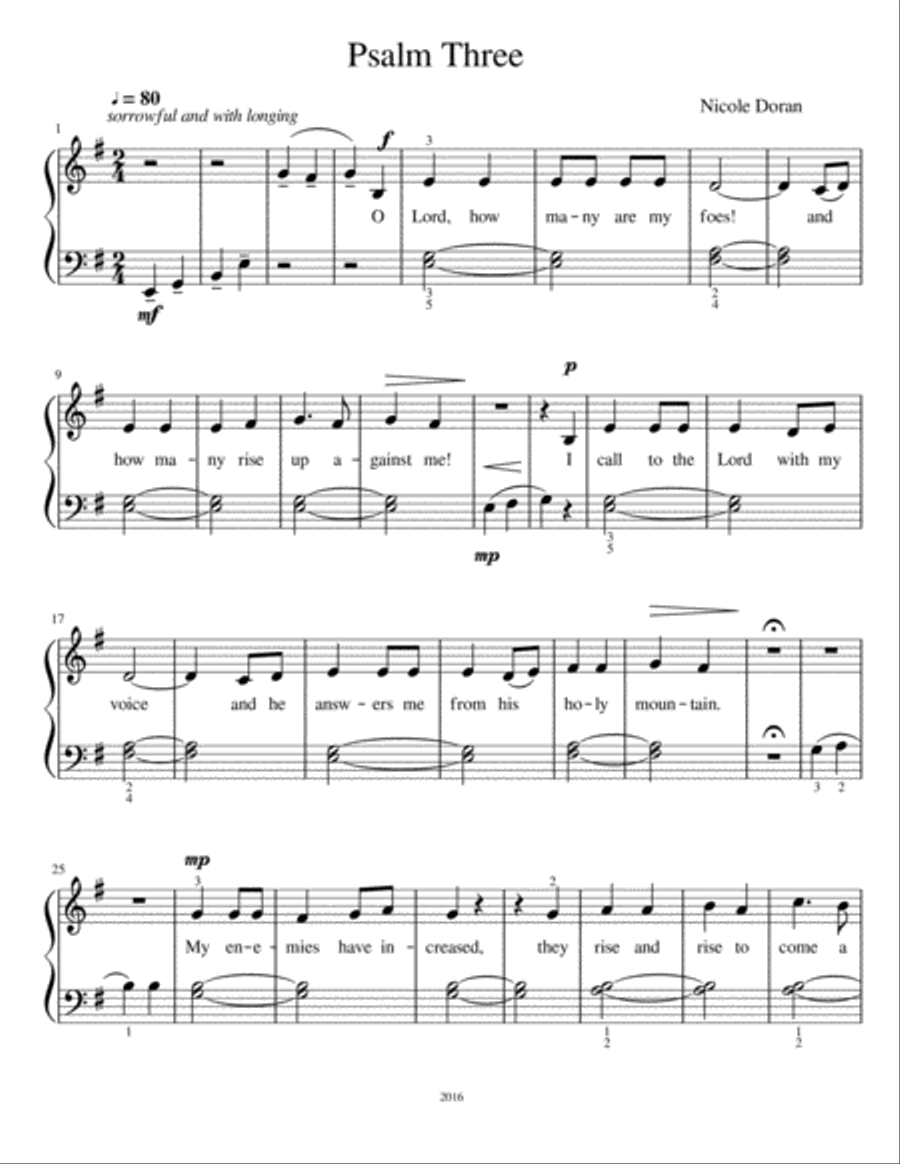Psalm Three for voice and piano Voice Solo scores gallery preview page 1