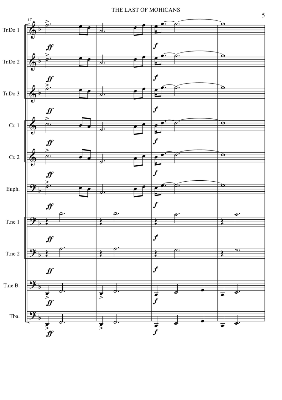 Last Of The Mohicans (main Theme) Brass Ensemble scores gallery preview page 6