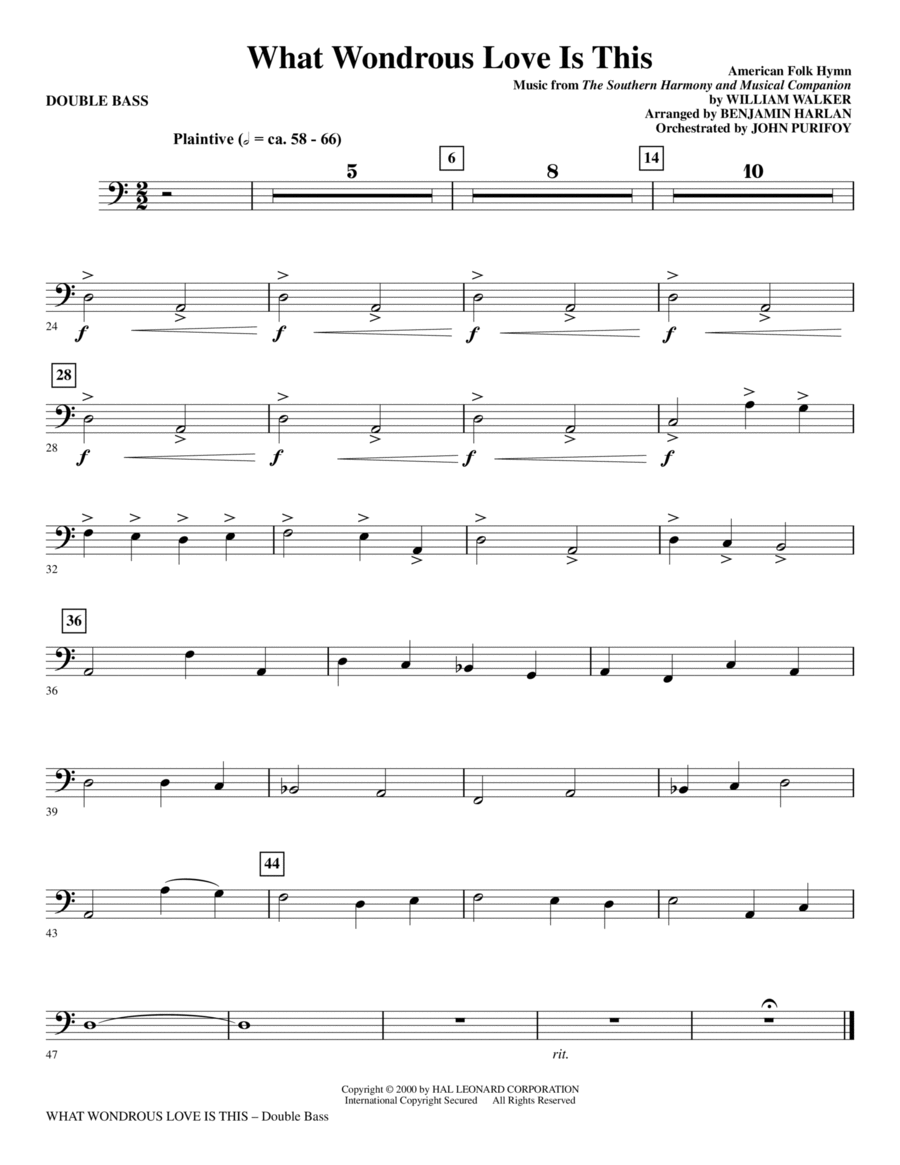 What Wondrous Love Is This (see Bonustrax 00102360) - Double Bass Choir scores gallery preview page 1