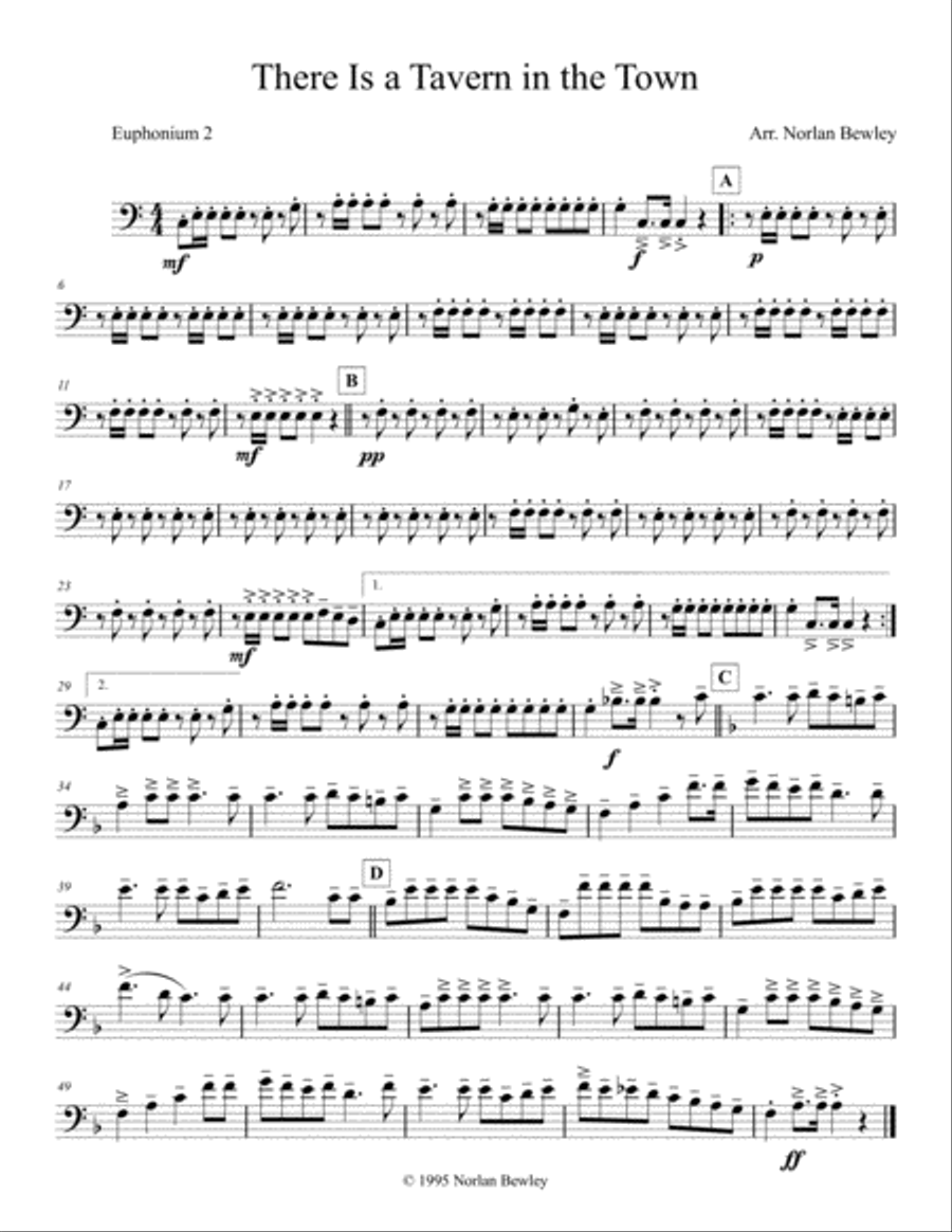 There Is A Tavern In The Town - Tuba/Euphonium Quartet Brass Ensemble scores gallery preview page 5