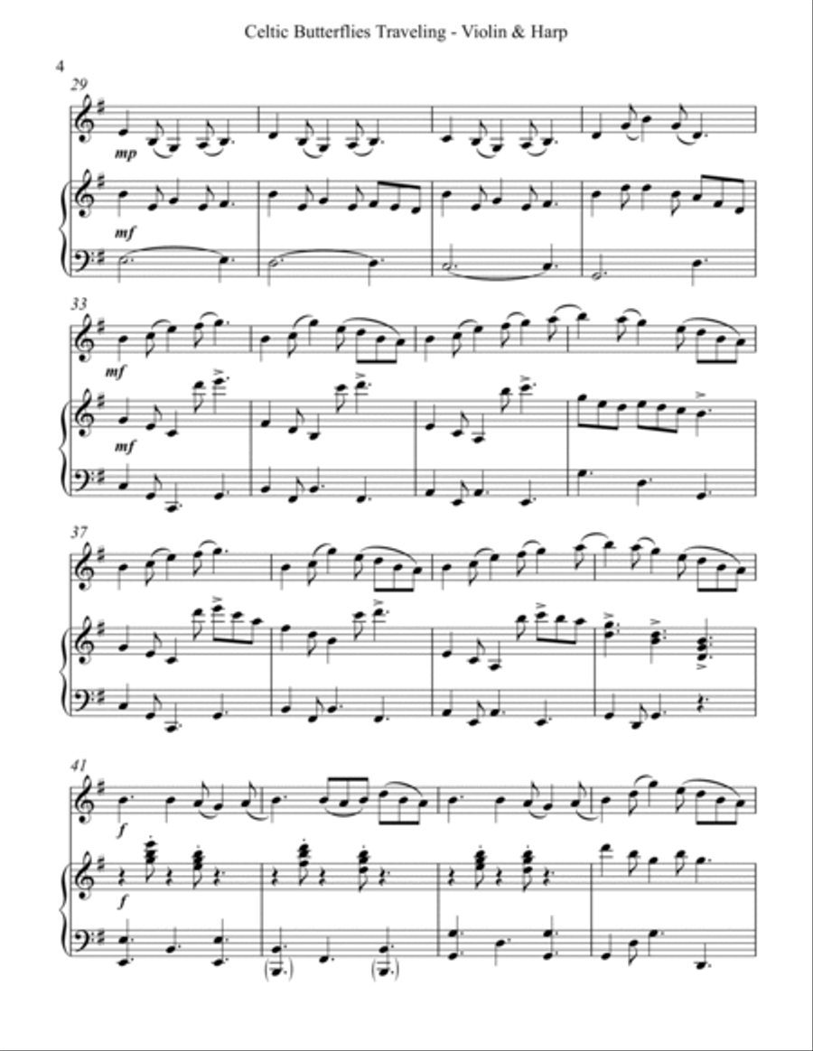 Celtic Butterflies Traveling, Duet for Violin & Harp String Duet scores gallery preview page 4