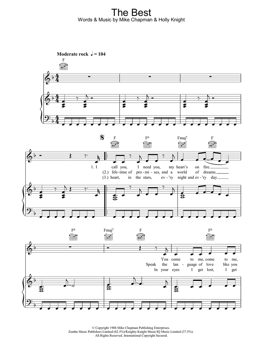 (Simply) The Best (Simply) The Best Piano, Vocal, Guitar scores gallery preview page 1