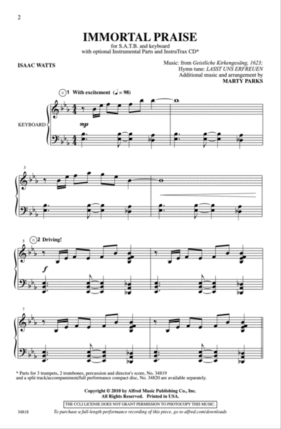 Immortal Praise 4-Part scores gallery preview page 2