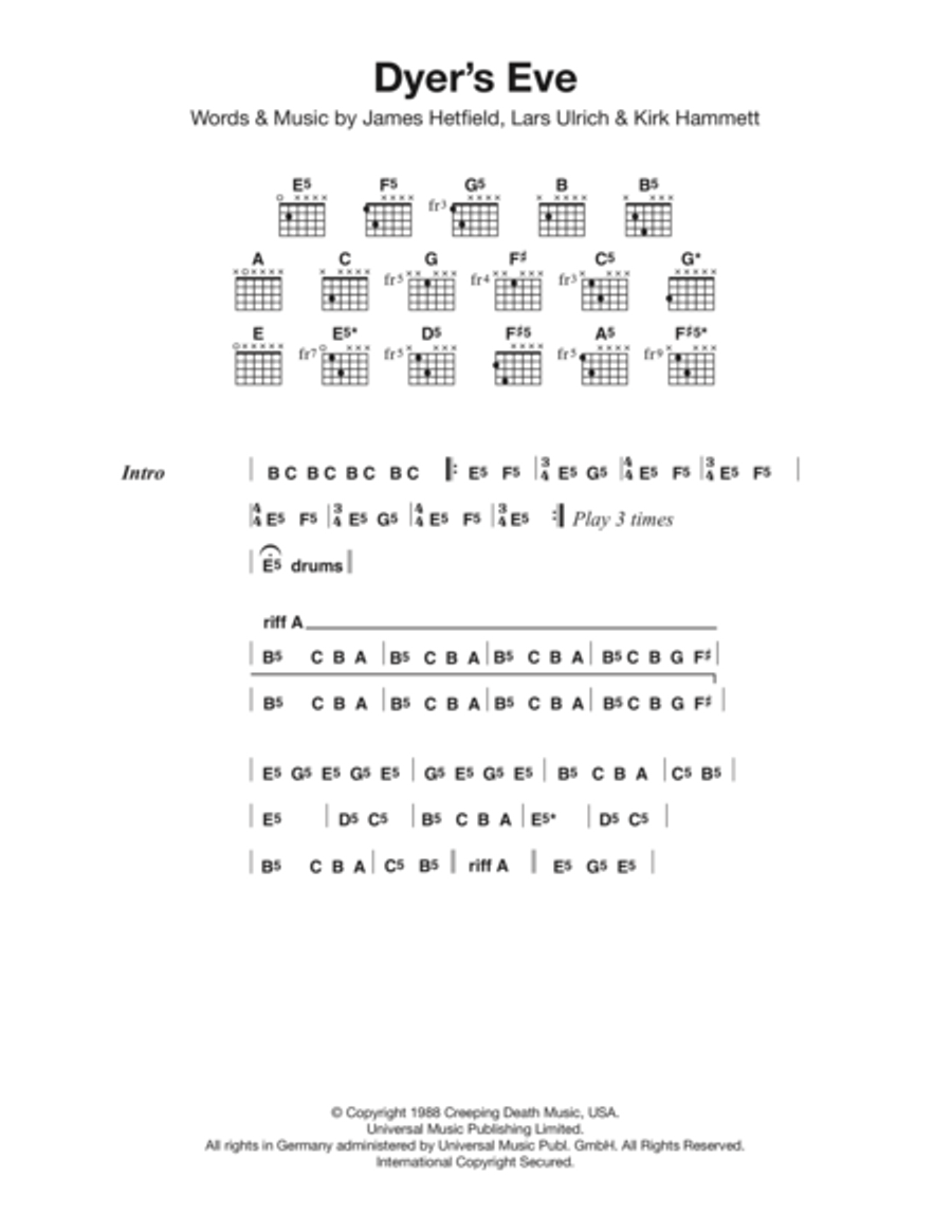 Dyers Eve Dyers Eve Electric Guitar scores gallery preview page 1
