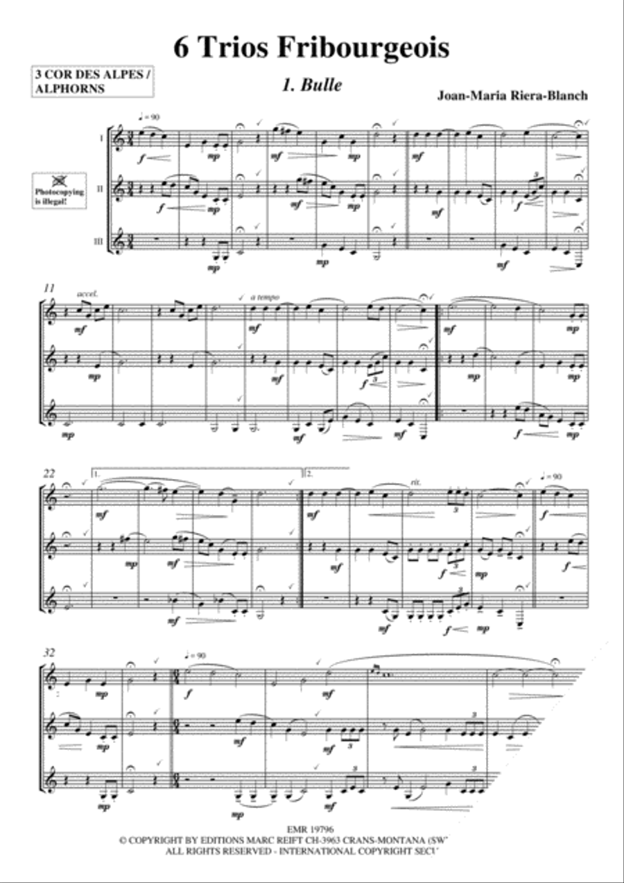 6 Trios Fribourgeois Alphorn scores gallery preview page 3