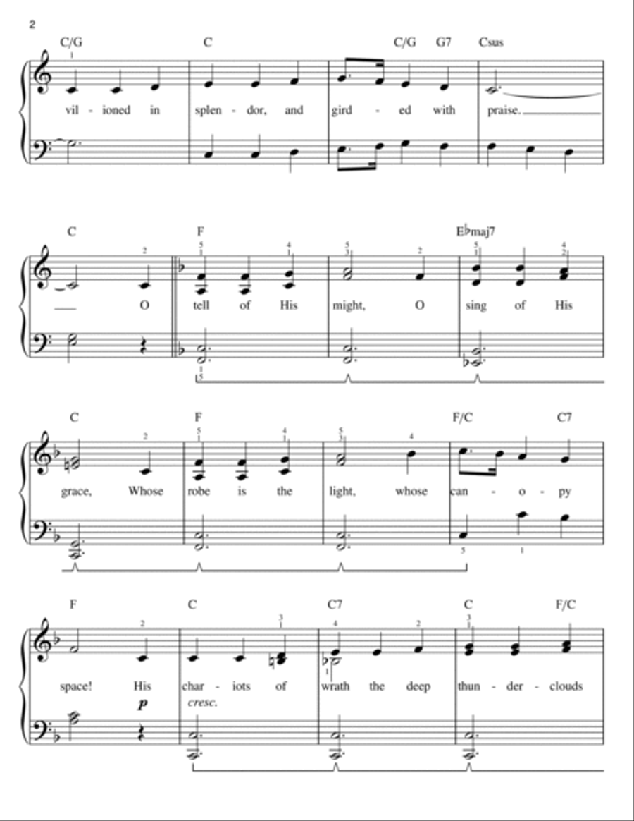 O Worship The King (arr. Phillip Keveren) Easy Piano scores gallery preview page 2