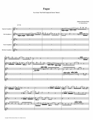 Fugue 06 from Well-Tempered Clavier, Book 2 (Saxophone Quintet)
