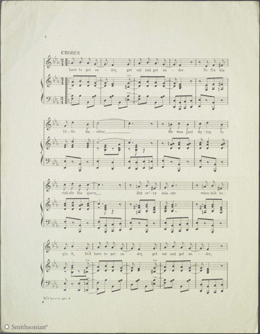 He'd Have to Get Under- Get Out and Get Under (To Fix up His Automobile) Piano, Vocal scores gallery preview page 4