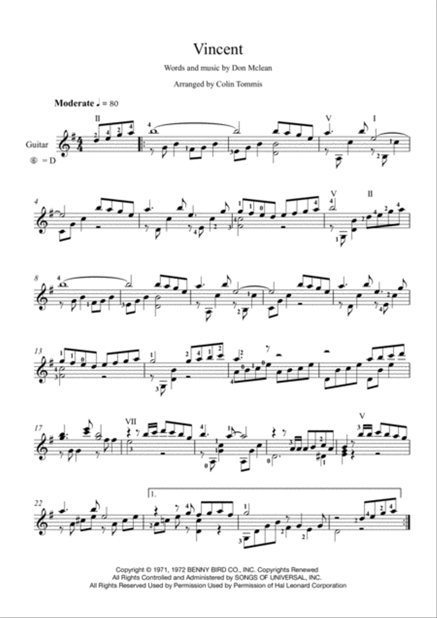 Vincent (Starry Starry Night) Guitar Solo scores gallery preview page 1