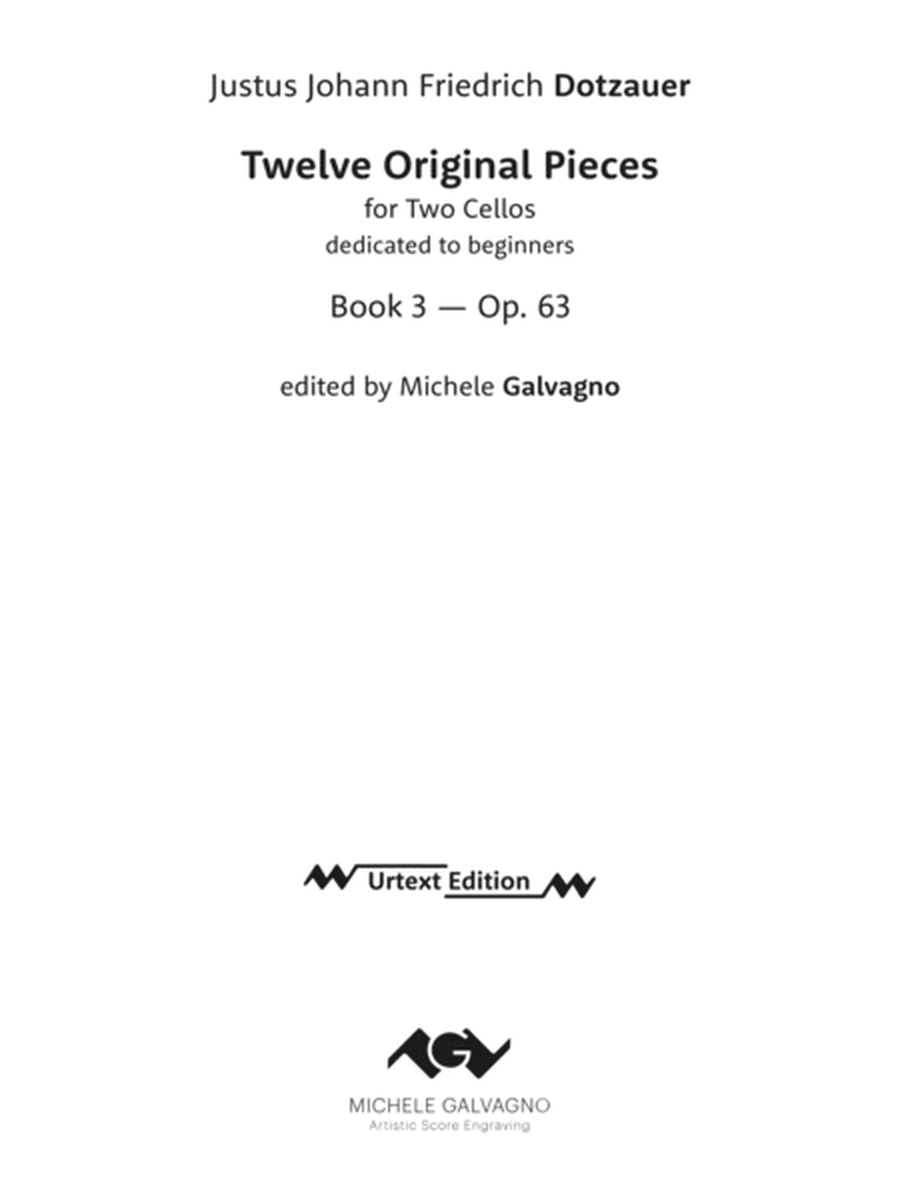 Twelve Original Pieces for two cellos, Op. 63 image number null