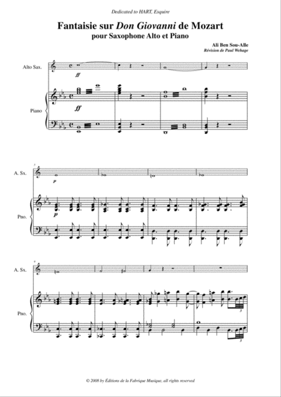Ali Ben Sou Alle: Fantaisie sur Don Giovanni de Mozart for alto saxophone and piano Alto Saxophone scores gallery preview page 2