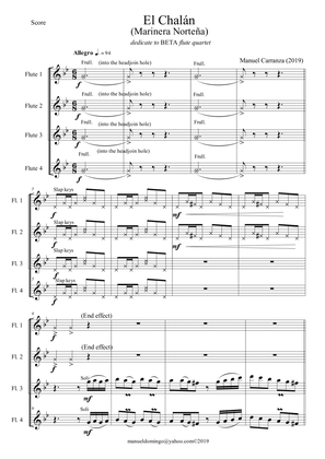 "El Chalán" Op.12 (marinera norteña) for flutes in C quartet version