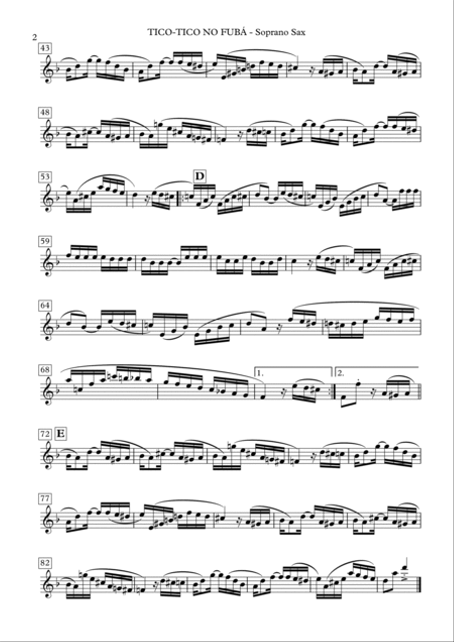 Tico-tico no Fubá - Soprano Sax and Piano Soprano Saxophone scores gallery preview page 3