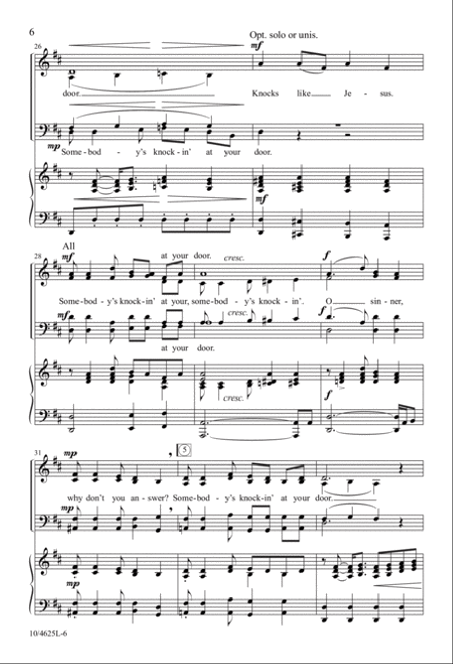 Somebody's Knockin' at Your Door 4-Part scores gallery preview page 6