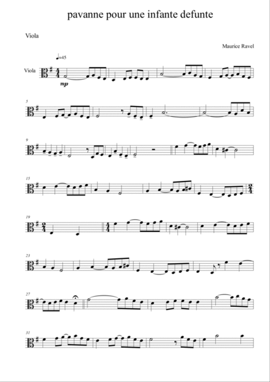 Pavanne Pour Une Infante Defunte Viola scores gallery preview page 6