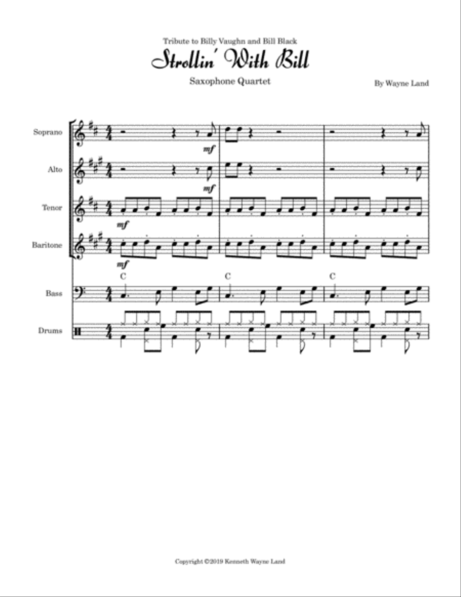 Strollin' With Bill (saxophone quartet) Saxophone Quartet scores gallery preview page 2