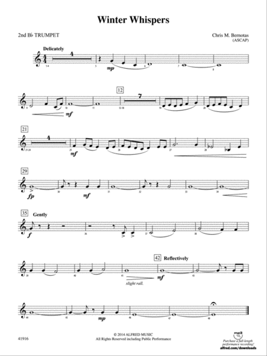 Winter Whispers: 2nd B-flat Trumpet Concert Band scores gallery preview page 1