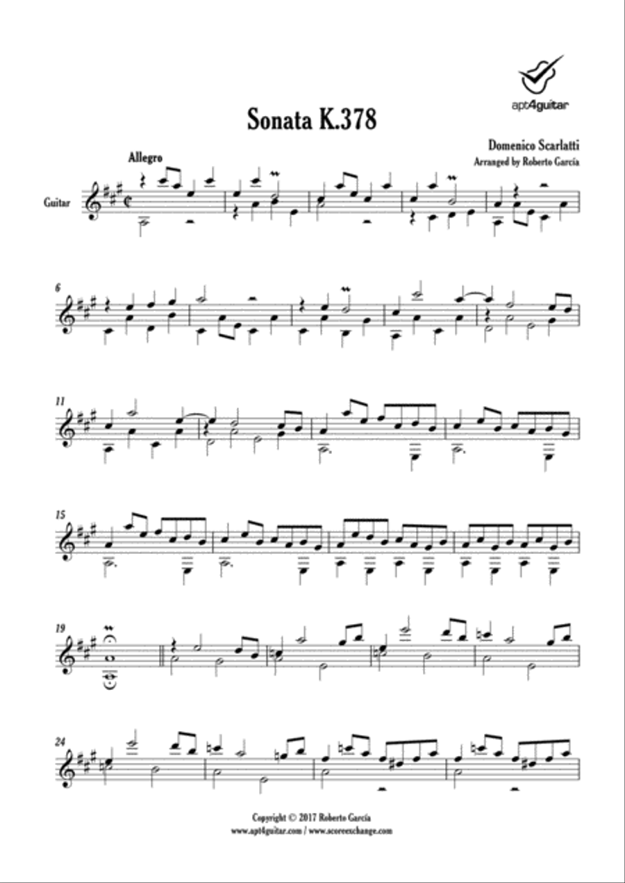 Sonata K.378 Sonata K.378 Classical Guitar scores gallery preview page 2