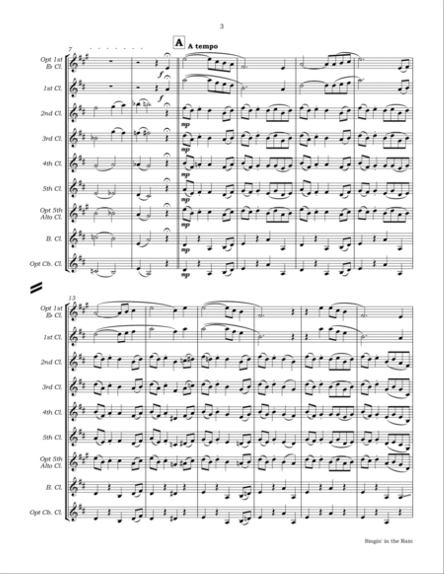 Singin' In The Rain Singin' In The Rain Clarinet Choir scores gallery preview page 6
