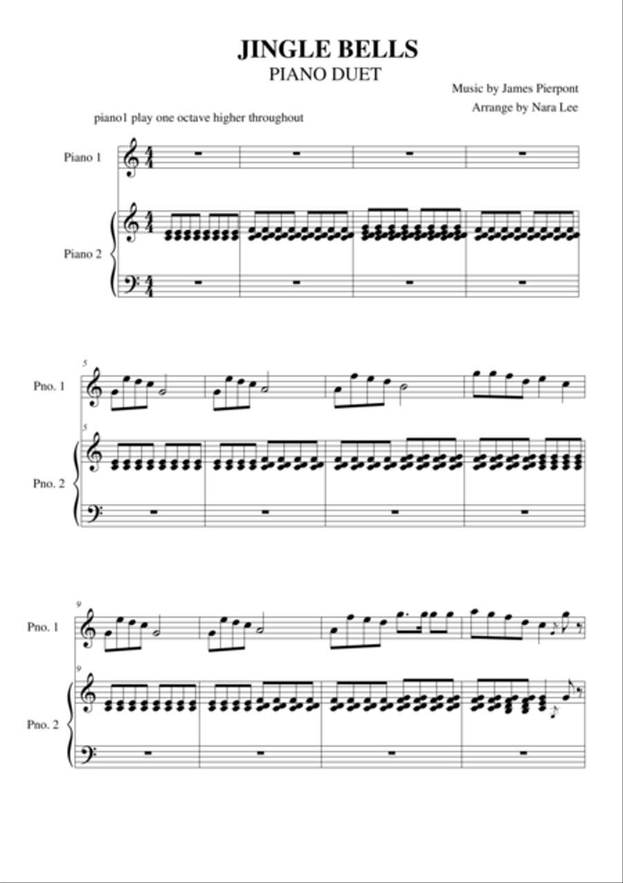 jingle bells piano duet Piano Duet scores gallery preview page 1
