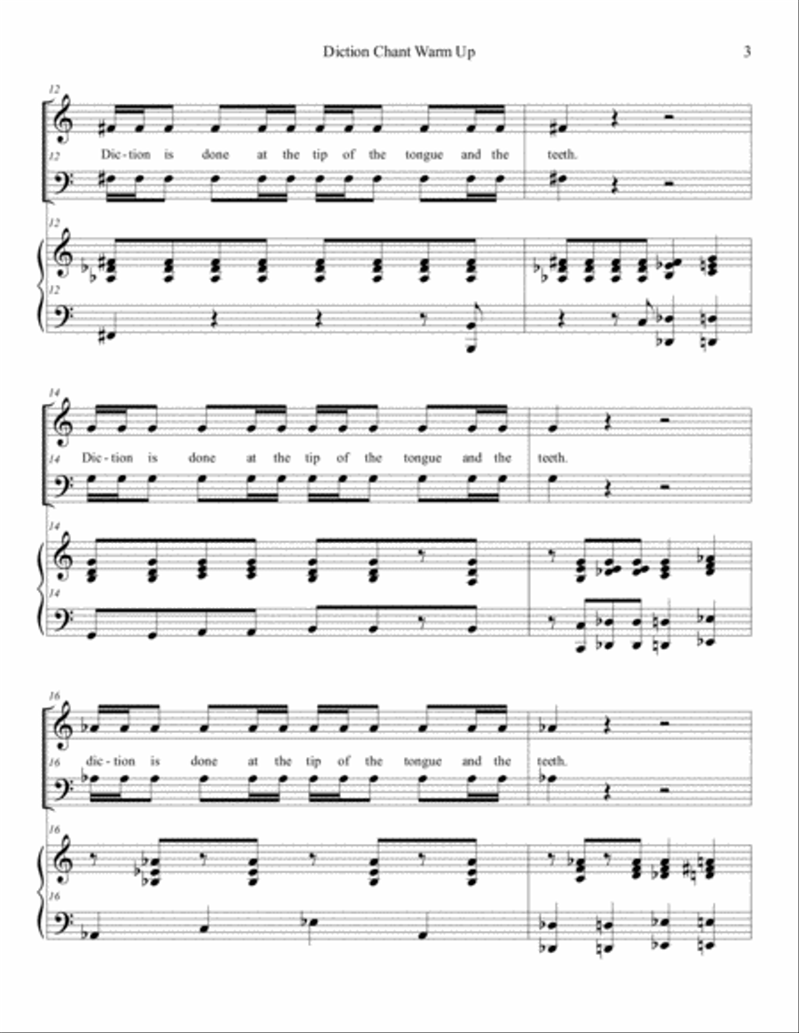Diction Chant Warm Up Unison Choir scores gallery preview page 3