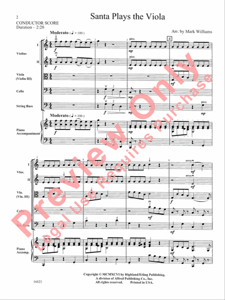 Santa Plays the Viola String Orchestra scores gallery preview page 3