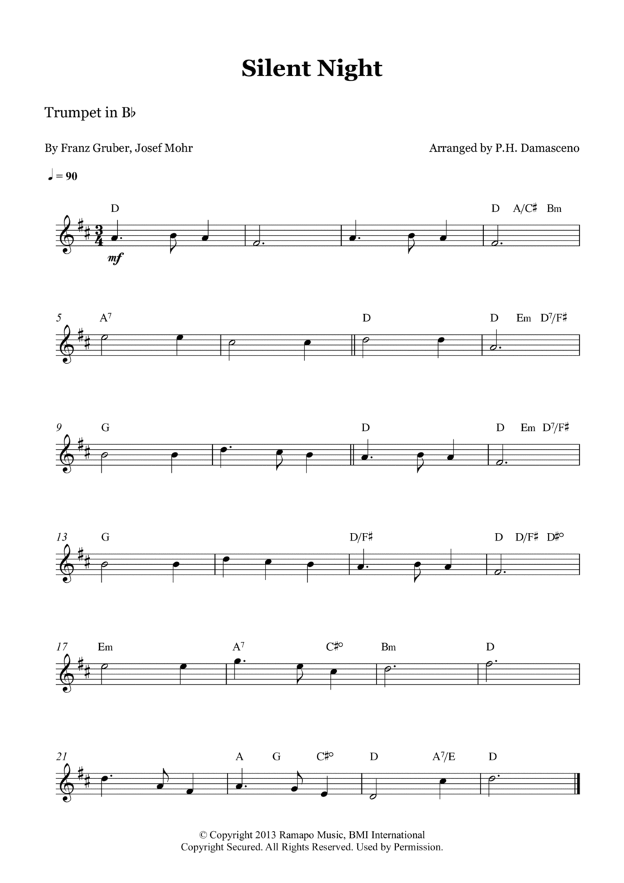 Silent Night Trumpet Solo scores gallery preview page 1
