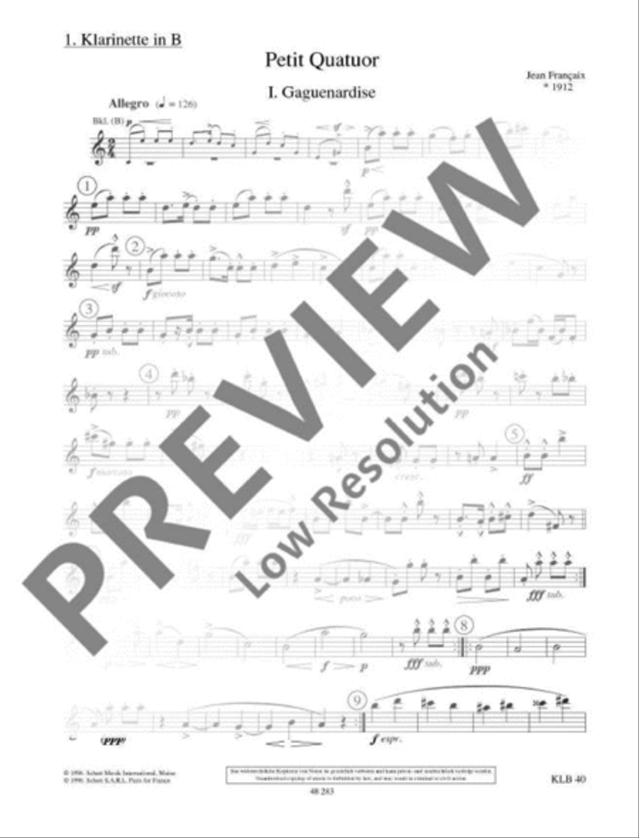 Petit Quatuor Petit Quatuor B-Flat Clarinet scores gallery preview page 13