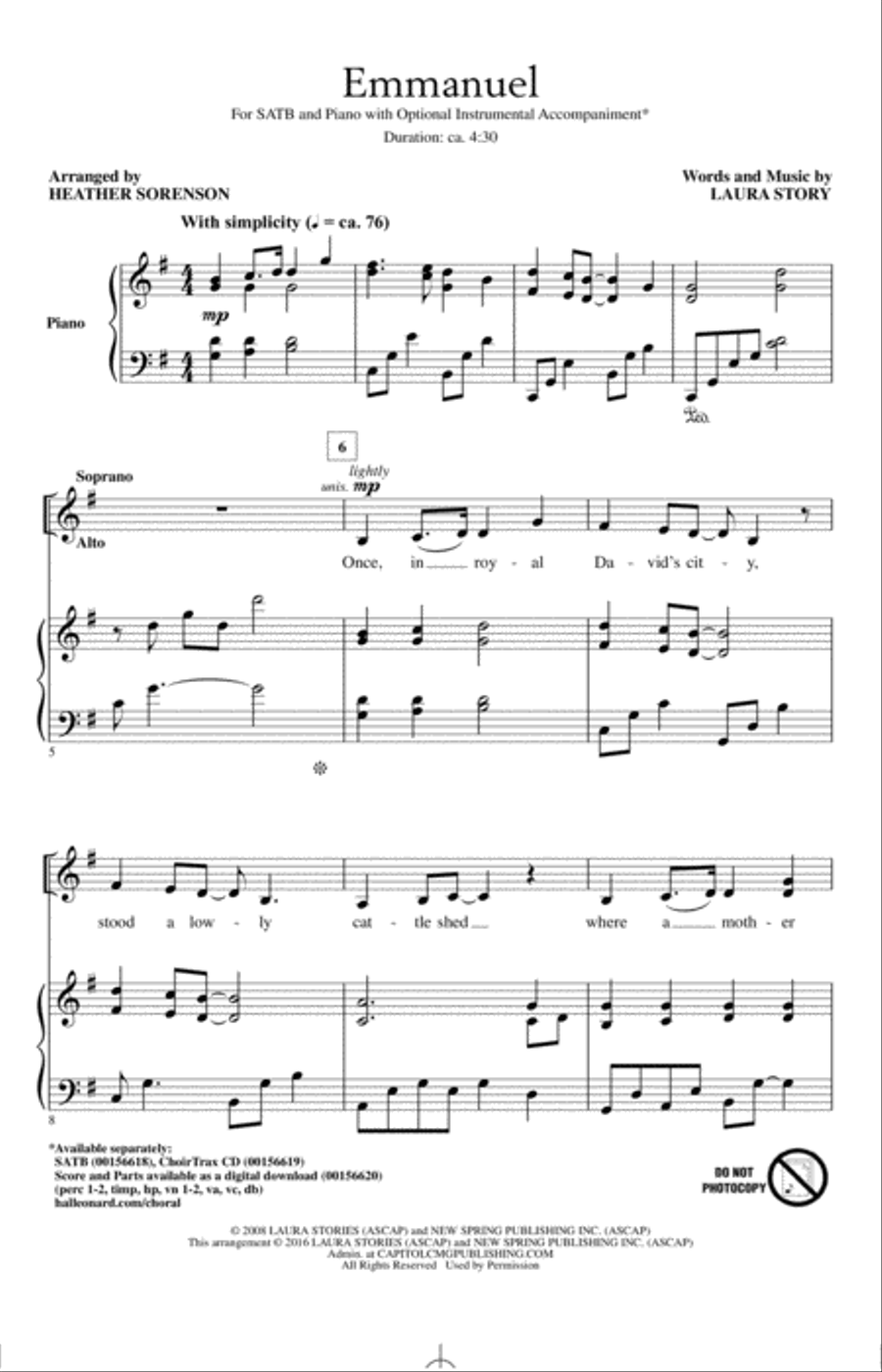 Emmanuel Emmanuel 4-Part scores gallery preview page 1