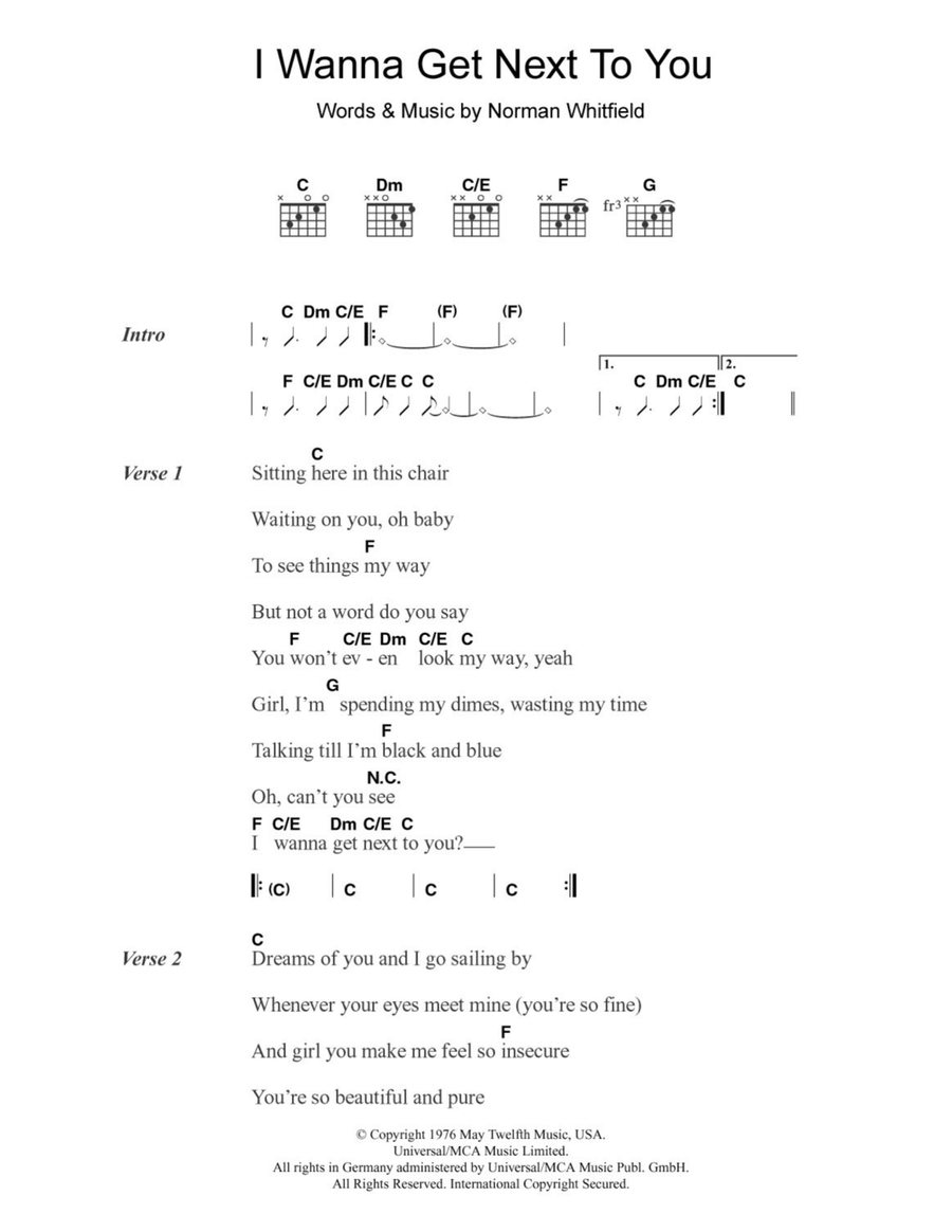 I Wanna Get Next To You Electric Guitar scores gallery preview page 1