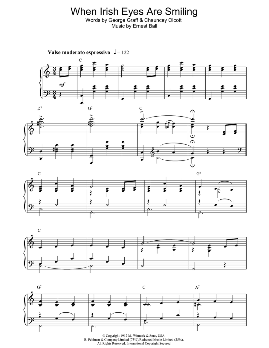 When Irish Eyes Are Smiling Piano Solo scores gallery preview page 1