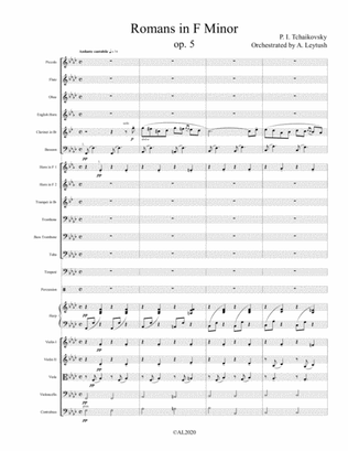 P.I. Tchaikovsky - ROMANCE, op.5, Orchestrated by A. Leytush