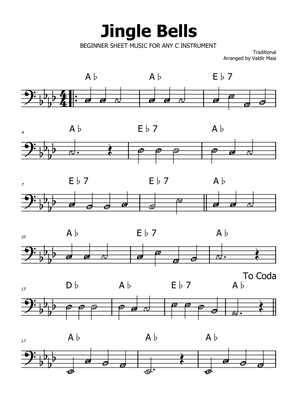 Jingle Bells - Ab Major (with note names)