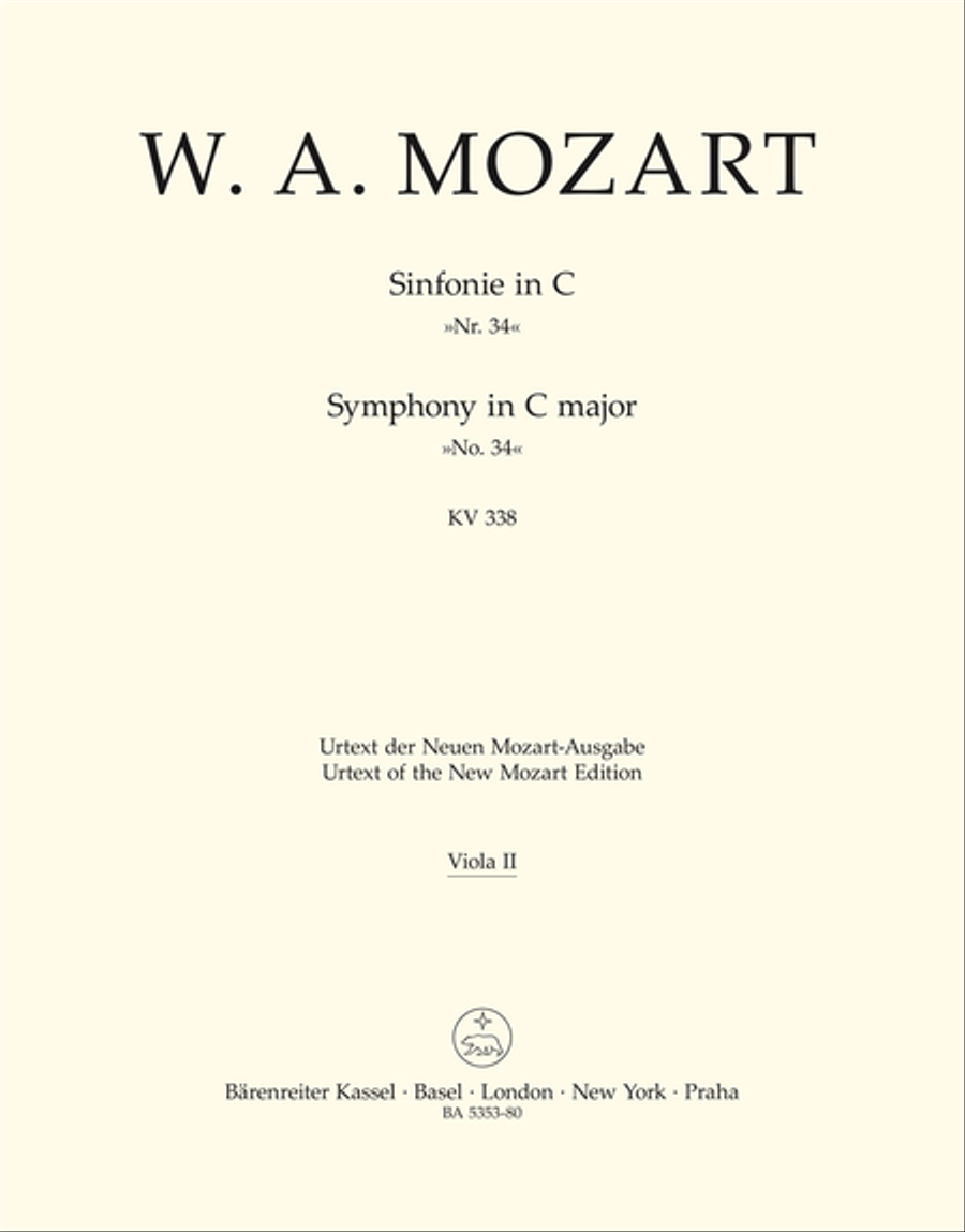Symphony, No. 34 C major, KV 338 Viola scores gallery preview page 1