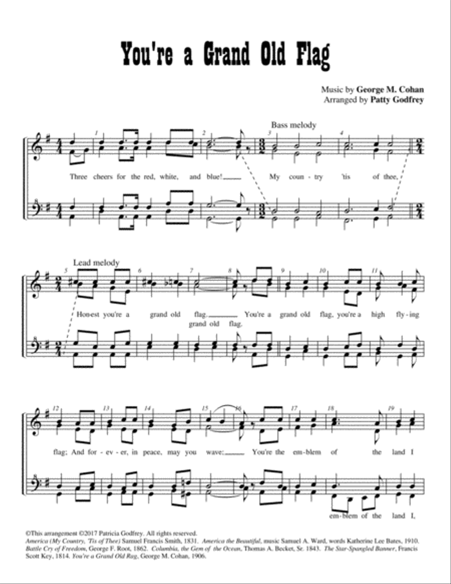 You're a Grand Old Flag A Cappella scores gallery preview page 1
