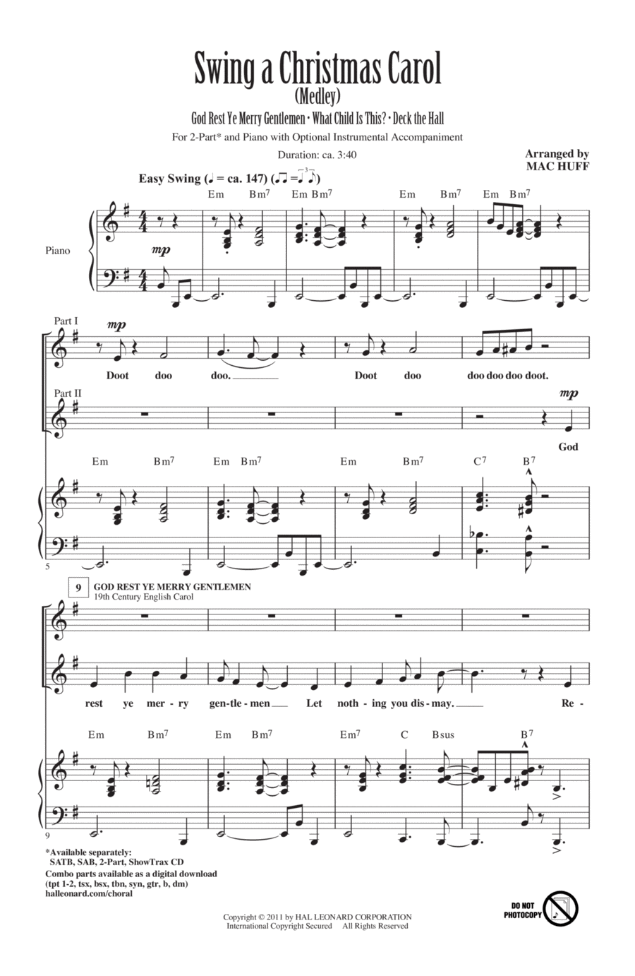 Swing A Christmas Carol (Medley) 2-Part scores gallery preview page 1
